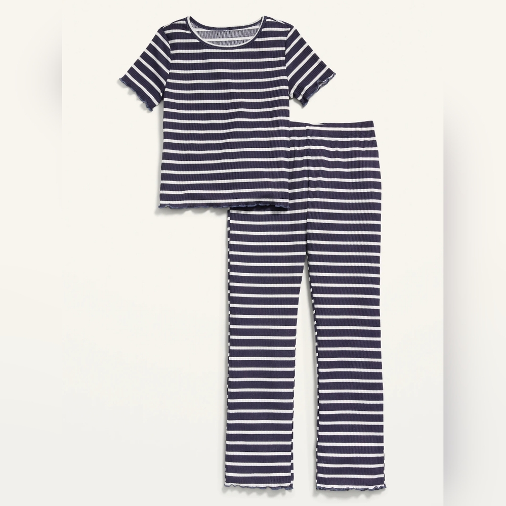 NWTIB Old Navy Rib-Knit Lettuce-Edge Flared Leg Pajama Set for Girls XL (14-16)